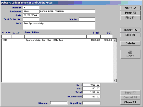 debtor invoice